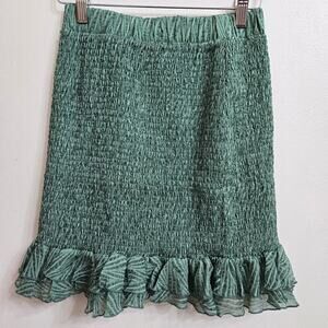 NWOT J.O.A. Smocked Ruffle Hem Skirt M Sheer Cottagecore Goblincore Feminine
